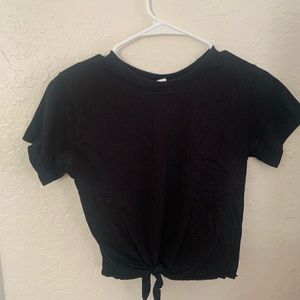 Black crop top, front tie